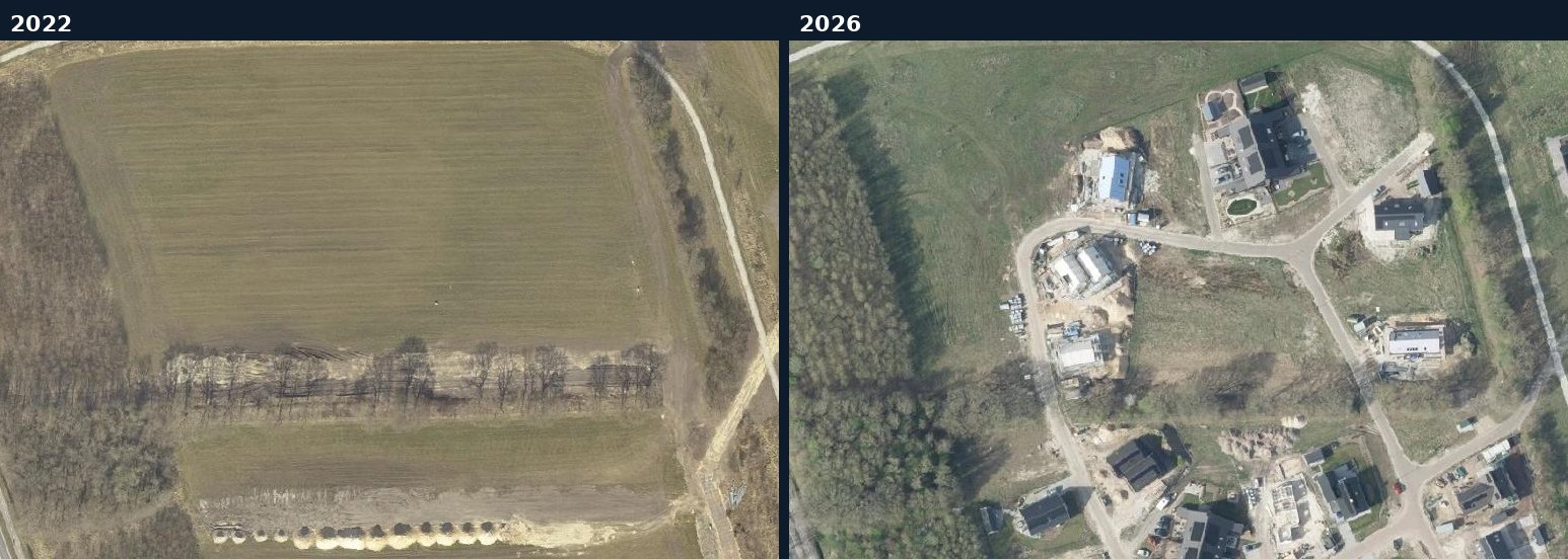 Luchtfoto van een bouwlocatie in Aa en Hunze in 2022 en 2026