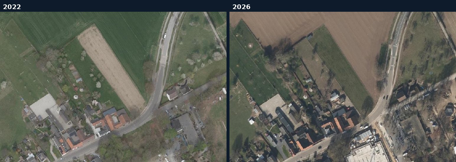 Luchtfoto van een bouwlocatie in Beekdaelen in 2022 en 2026