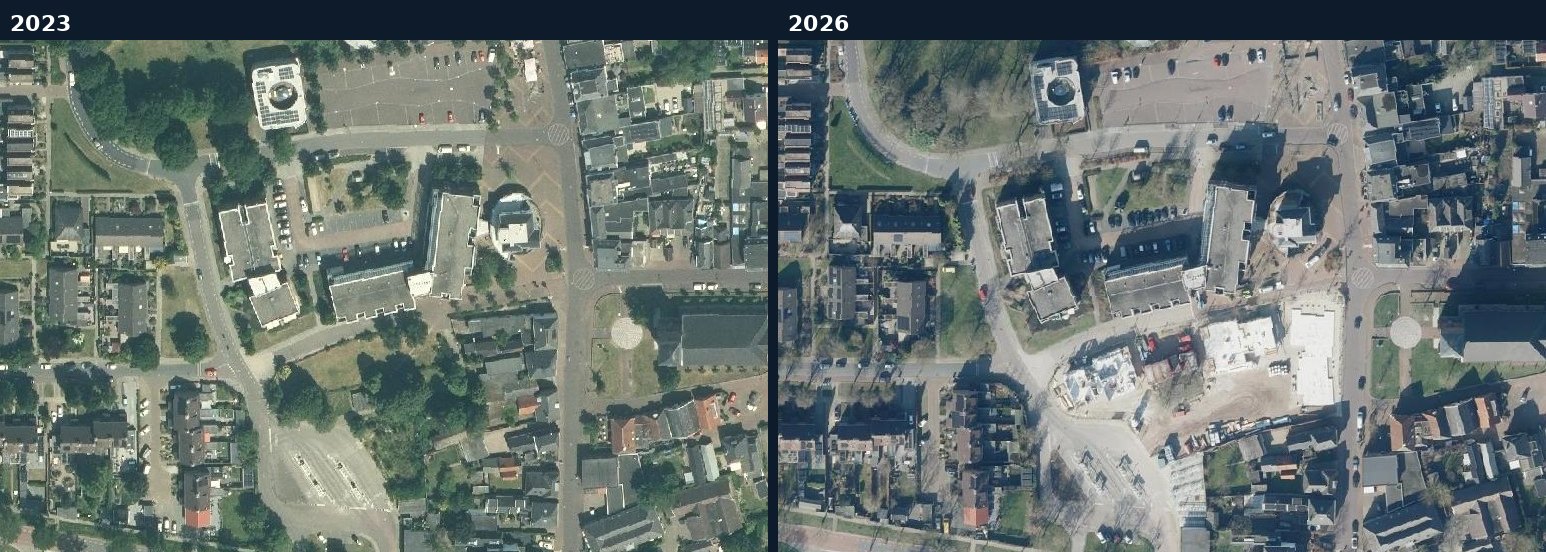 Luchtfoto van een bouwlocatie in Berkelland in 2023 en 2026