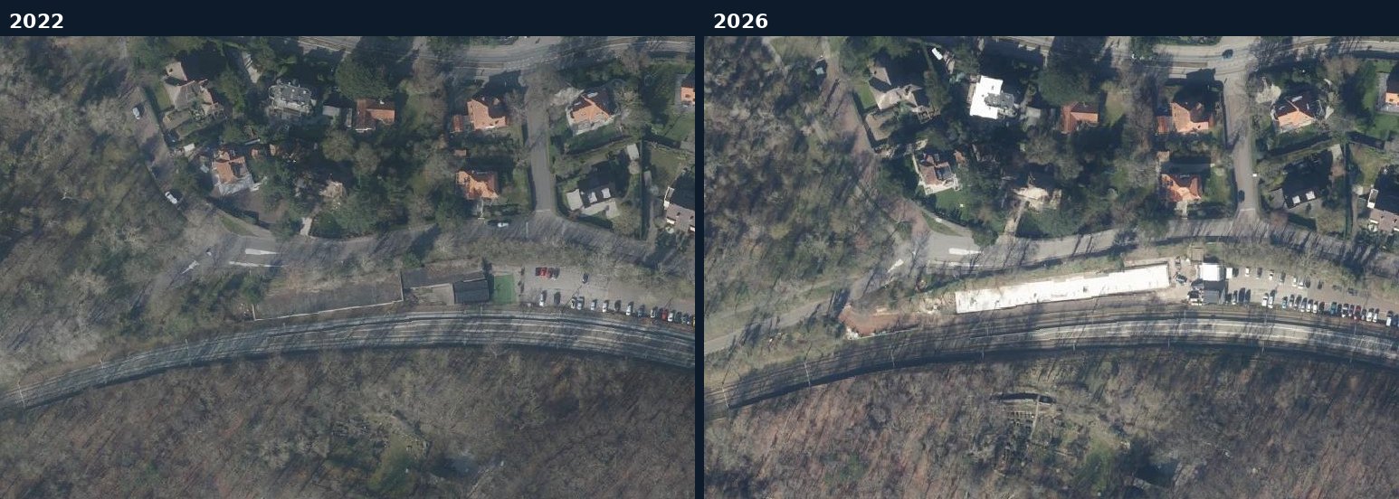 Luchtfoto van een bouwlocatie in Bloemendaal in 2022 en 2026