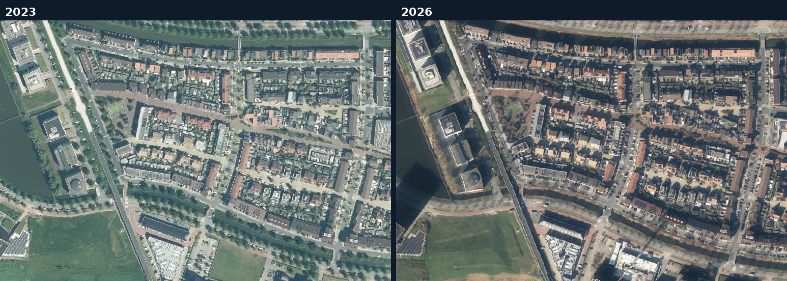Luchtfoto van een bouwlocatie in Capelle aan den IJssel in 2023 en 2026