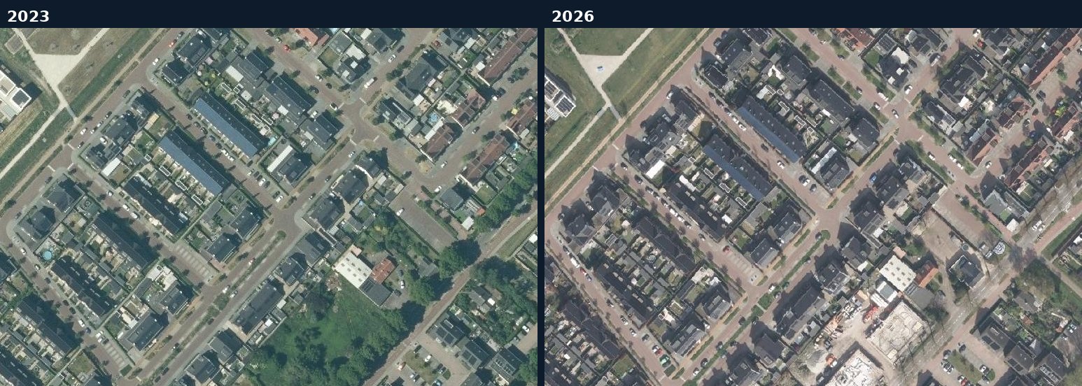 Luchtfoto van een bouwlocatie in Dongen in 2023 en 2026