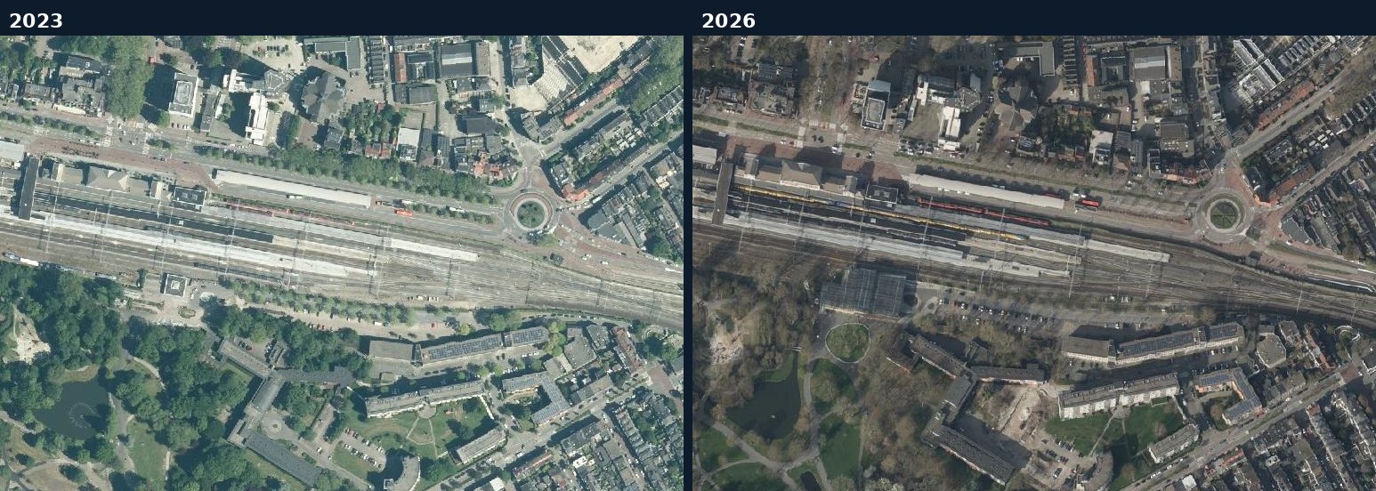 Luchtfoto van een bouwlocatie in Dordrecht in 2023 en 2026