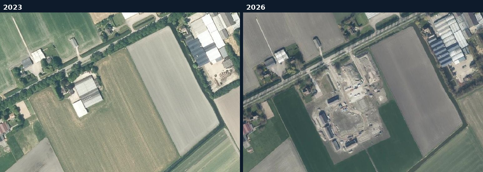 Luchtfoto van een bouwlocatie in Koggenland in 2023 en 2026