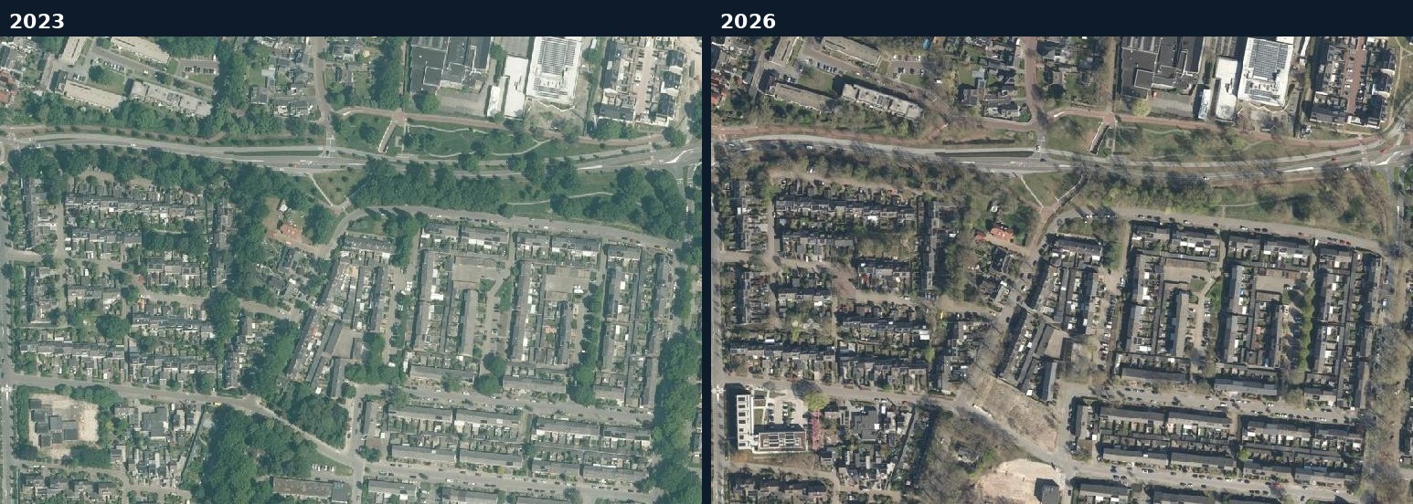 Luchtfoto van een bouwlocatie in Nuenen, Gerwen en Nederwetten in 2023 en 2026