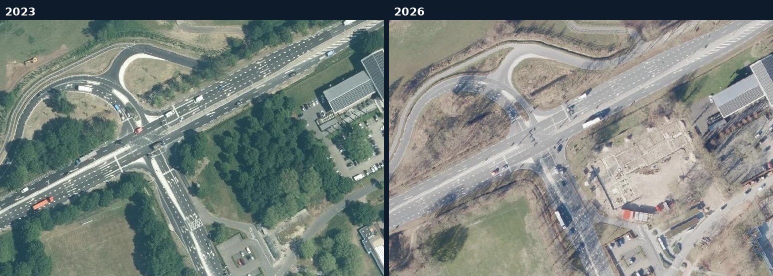 Luchtfoto van een bouwlocatie in Oost Gelre in 2023 en 2026