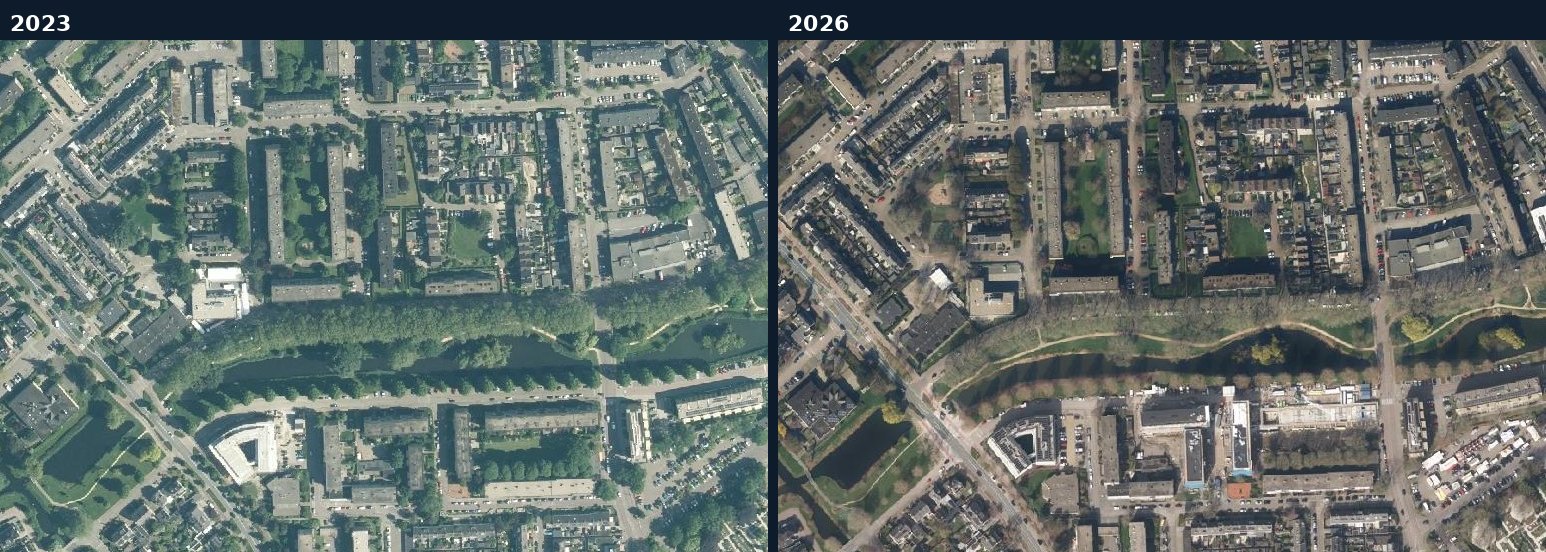 Luchtfoto van een bouwlocatie in Ridderkerk in 2023 en 2026