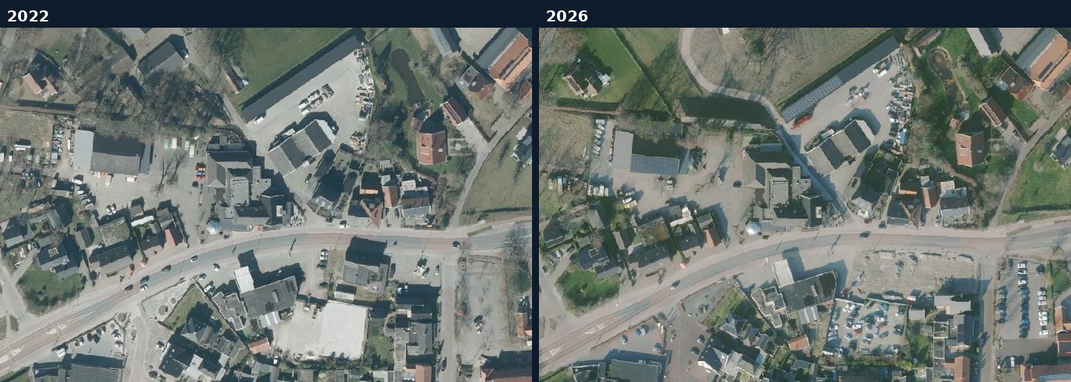 Luchtfoto van een bouwlocatie in Tubbergen in 2022 en 2026