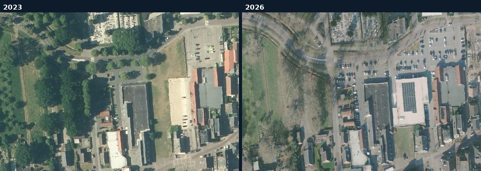 Luchtfoto van een bouwlocatie in Twenterand in 2023 en 2026