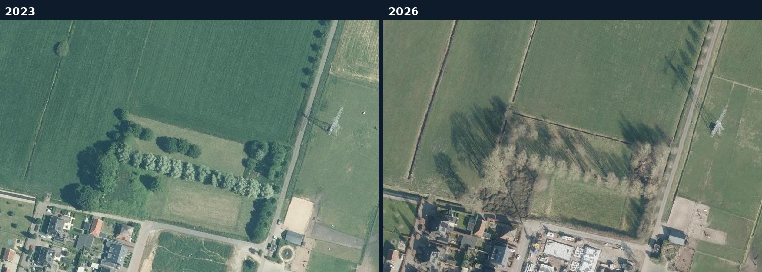 Luchtfoto van een bouwlocatie in Utrechtse Heuvelrug in 2023 en 2026