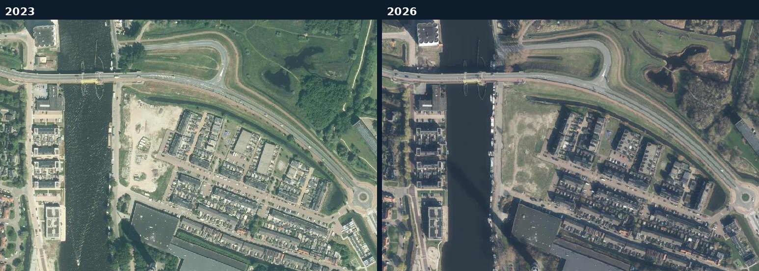 Luchtfoto van een bouwlocatie in Wormerland in 2023 en 2026