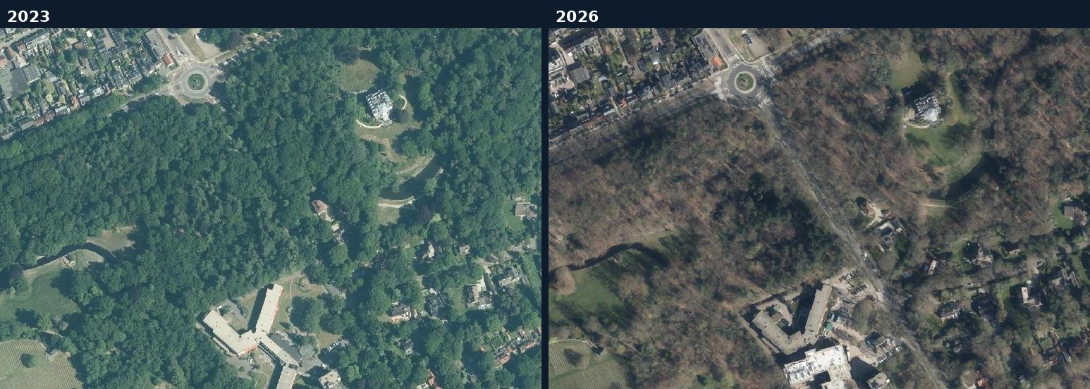 Luchtfoto van een bouwlocatie in Zeist in 2023 en 2026
