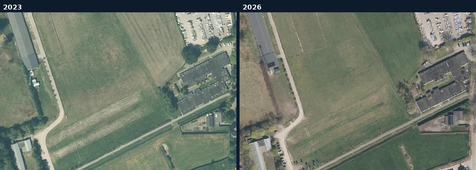 Luchtfoto van een bouwlocatie in Zundert in 2023 en 2026
